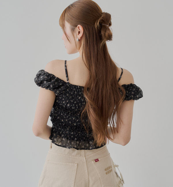  「【5色展開】シアーフラワーシャーリングフレンチブラウス」|シャツ・ブラウス|