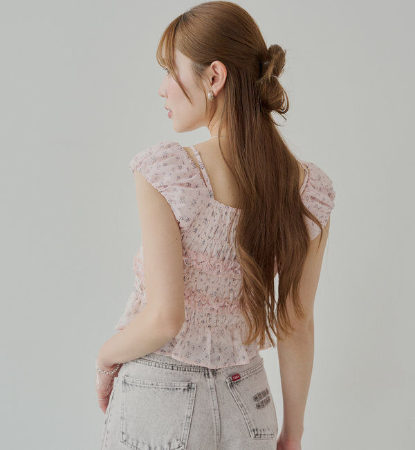  「【5色展開】シアーフラワーシャーリングフレンチブラウス」|シャツ・ブラウス|