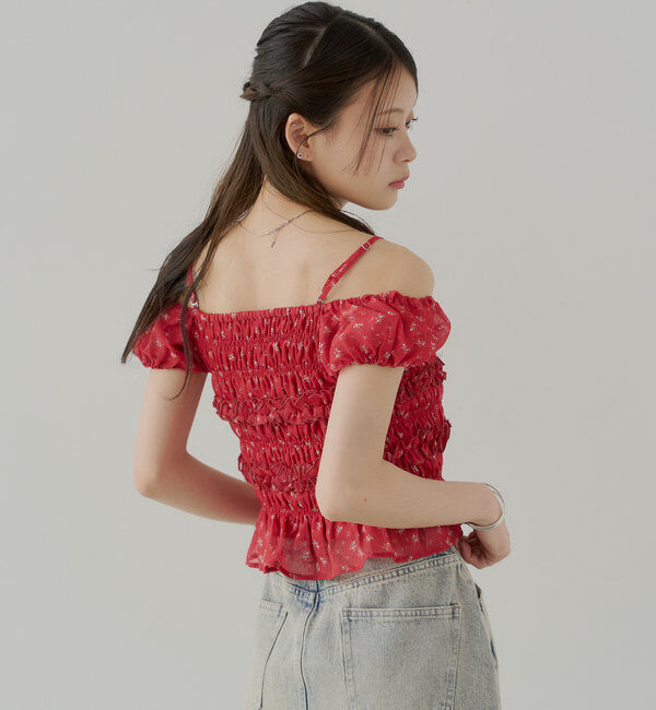  「【5色展開】シアーフラワーシャーリングフレンチブラウス」|シャツ・ブラウス|