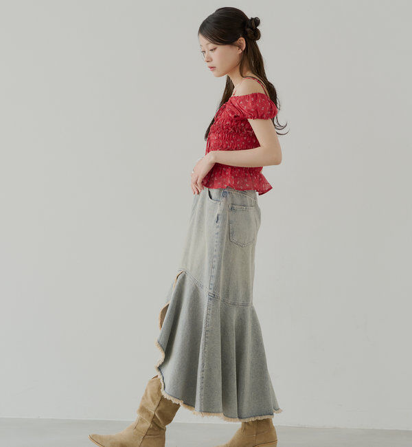  「【5色展開】シアーフラワーシャーリングフレンチブラウス」|シャツ・ブラウス|