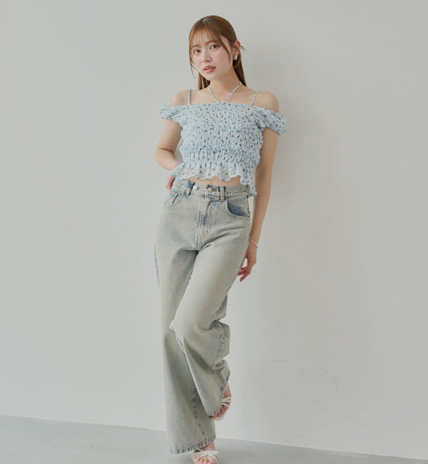  「【5色展開】シアーフラワーシャーリングフレンチブラウス」|シャツ・ブラウス|