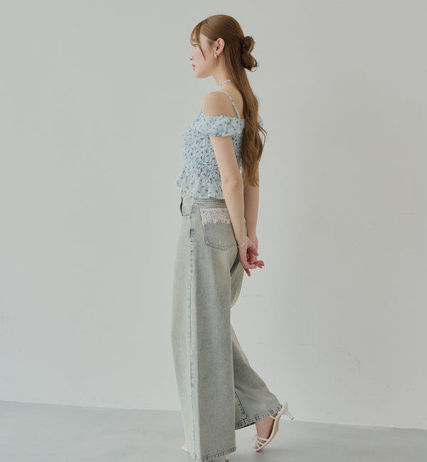  「【5色展開】シアーフラワーシャーリングフレンチブラウス」|シャツ・ブラウス|