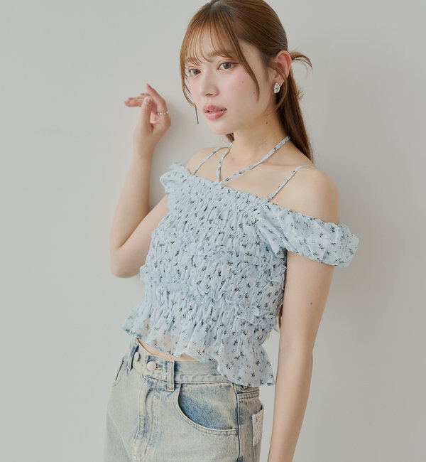  「【5色展開】シアーフラワーシャーリングフレンチブラウス」|シャツ・ブラウス|