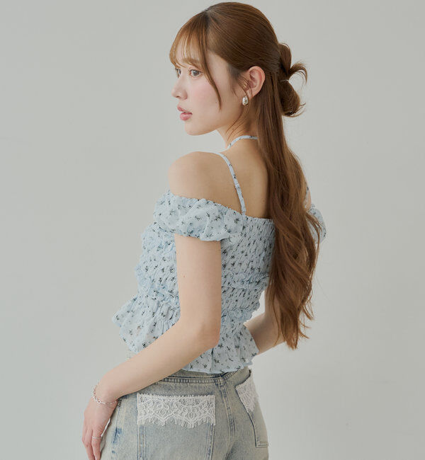  「【5色展開】シアーフラワーシャーリングフレンチブラウス」|シャツ・ブラウス|