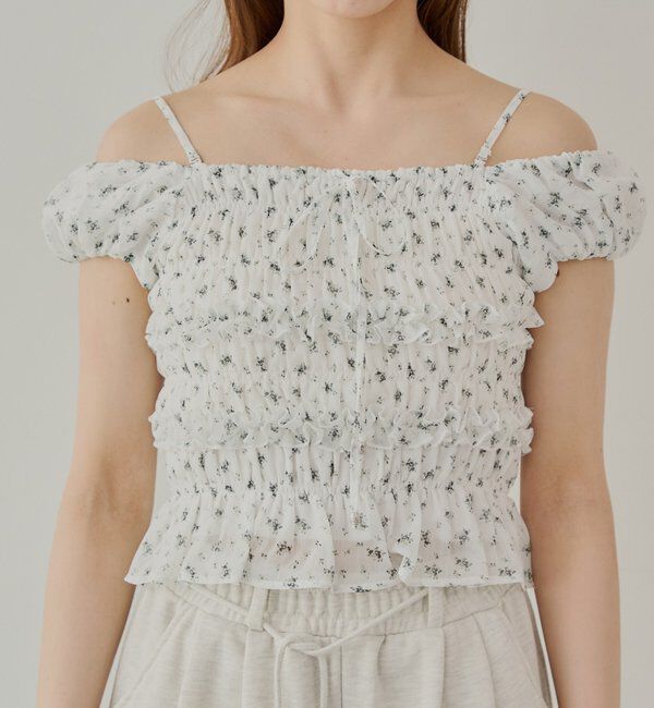  「【5色展開】シアーフラワーシャーリングフレンチブラウス」|シャツ・ブラウス|