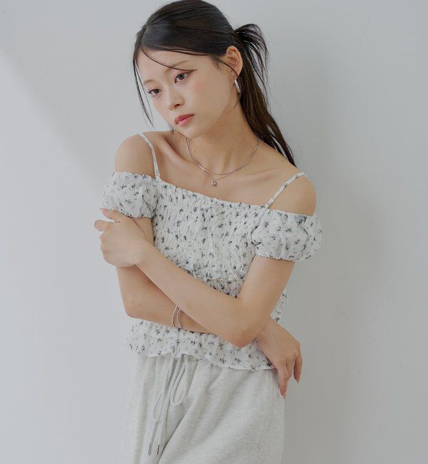  「【5色展開】シアーフラワーシャーリングフレンチブラウス」|シャツ・ブラウス|