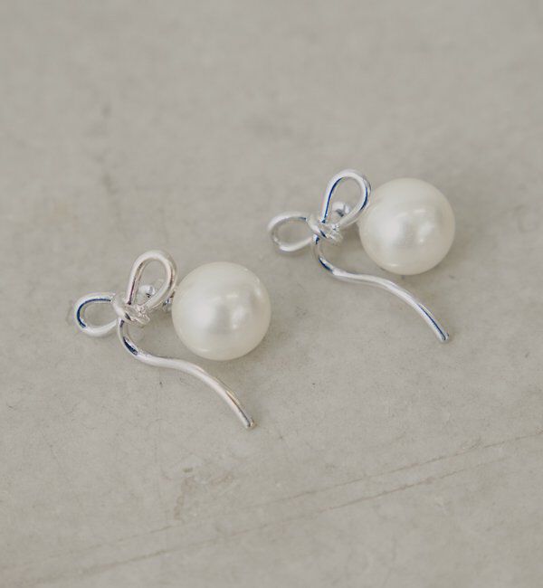  「ニュアンスリボンパールピアス」|ピアス|シルバー