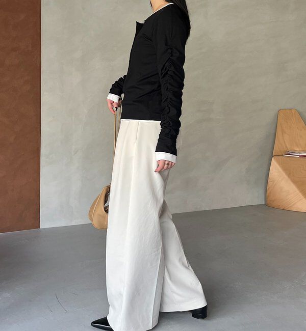  「インナーSET袖ギャザーヘンリーTシャツ」|Tシャツ・カットソー|