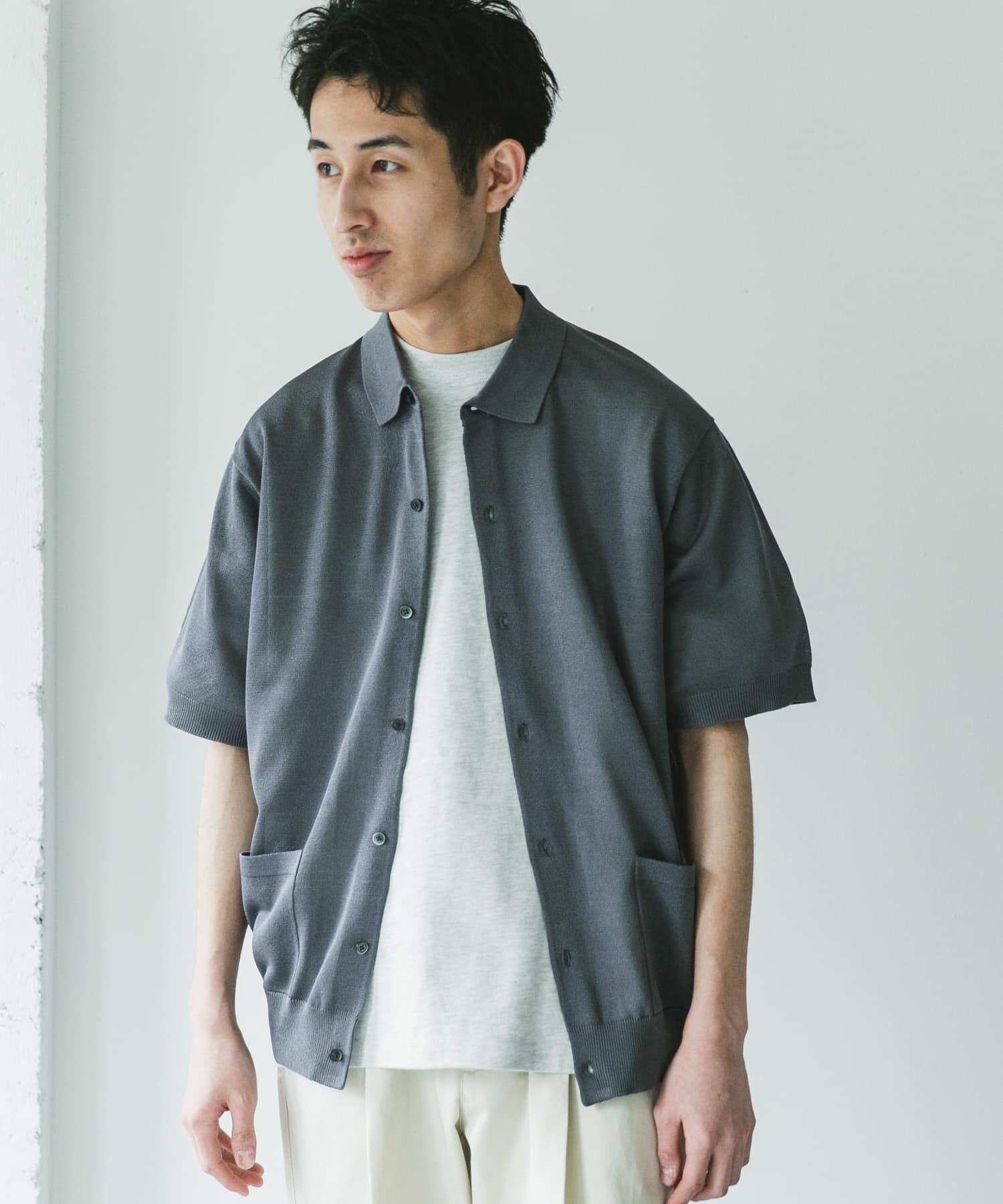 URBAN RESEARCH DOORS「リネンライクショートスリーブシャツカーディガン」|カーディガン|