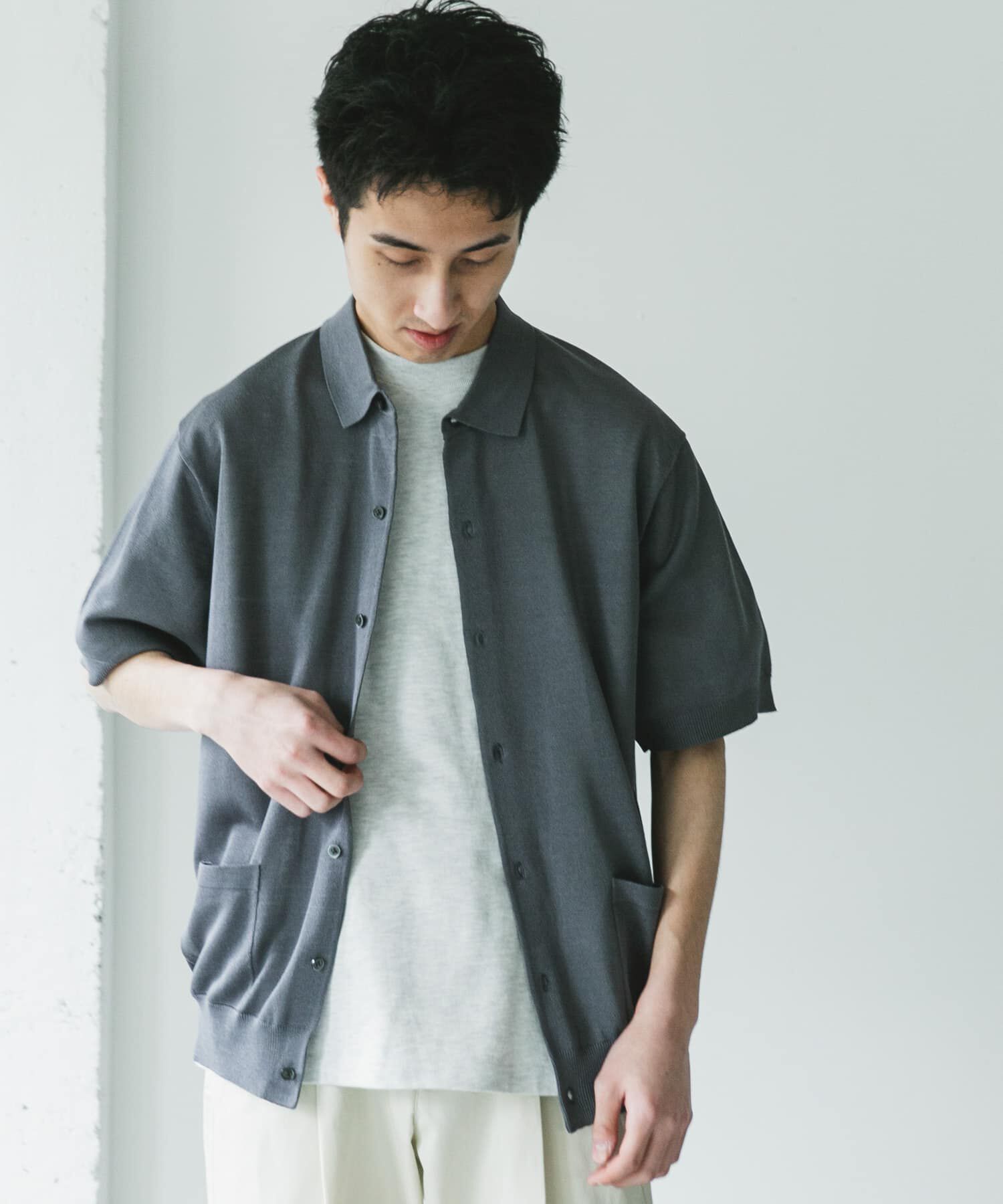 URBAN RESEARCH DOORS「リネンライクショートスリーブシャツカーディガン」|カーディガン|