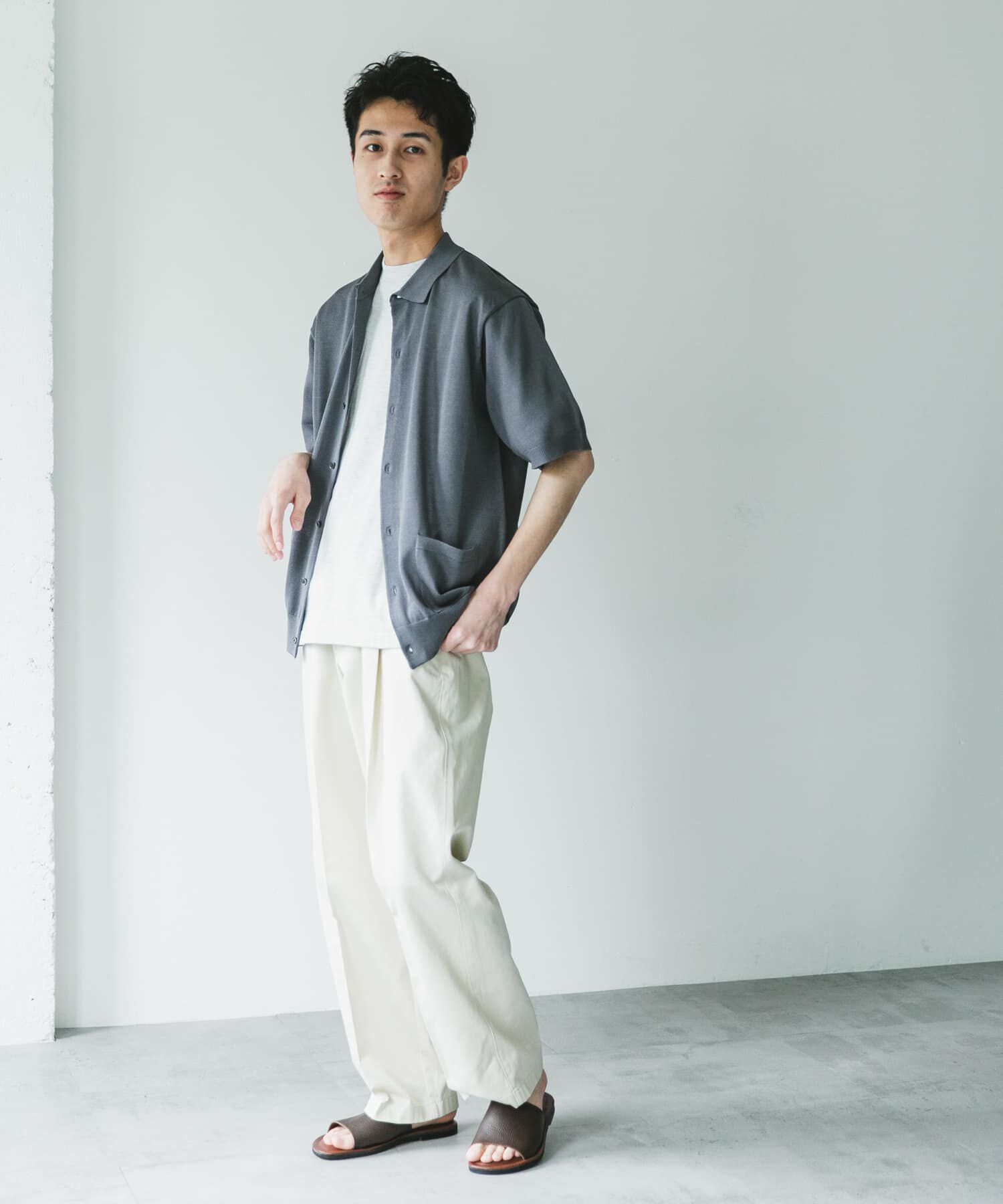 URBAN RESEARCH DOORS「リネンライクショートスリーブシャツカーディガン」|カーディガン|