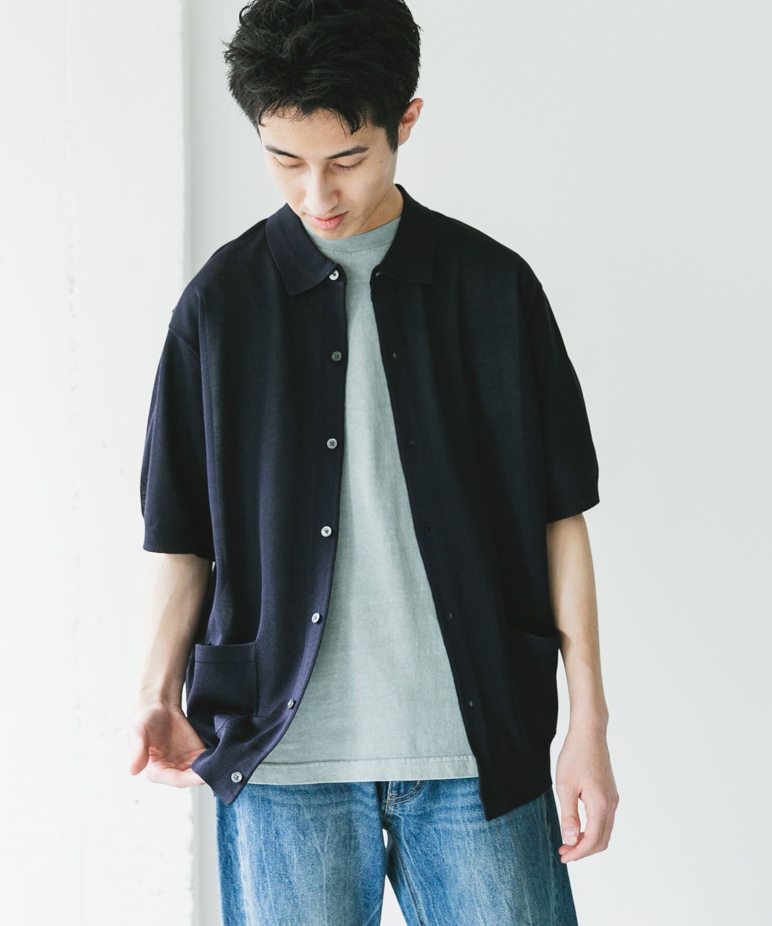 URBAN RESEARCH DOORS「リネンライクショートスリーブシャツカーディガン」|カーディガン|