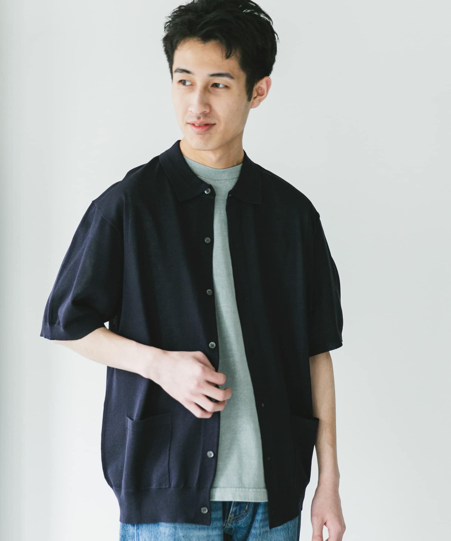 URBAN RESEARCH DOORS「リネンライクショートスリーブシャツカーディガン」|カーディガン|