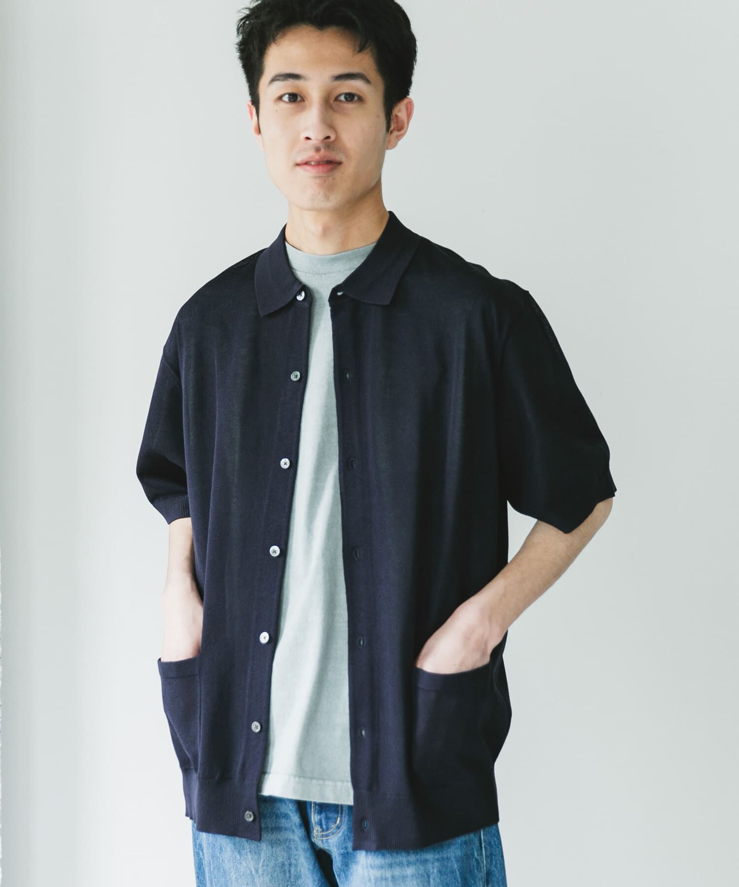 URBAN RESEARCH DOORS「リネンライクショートスリーブシャツカーディガン」|カーディガン|