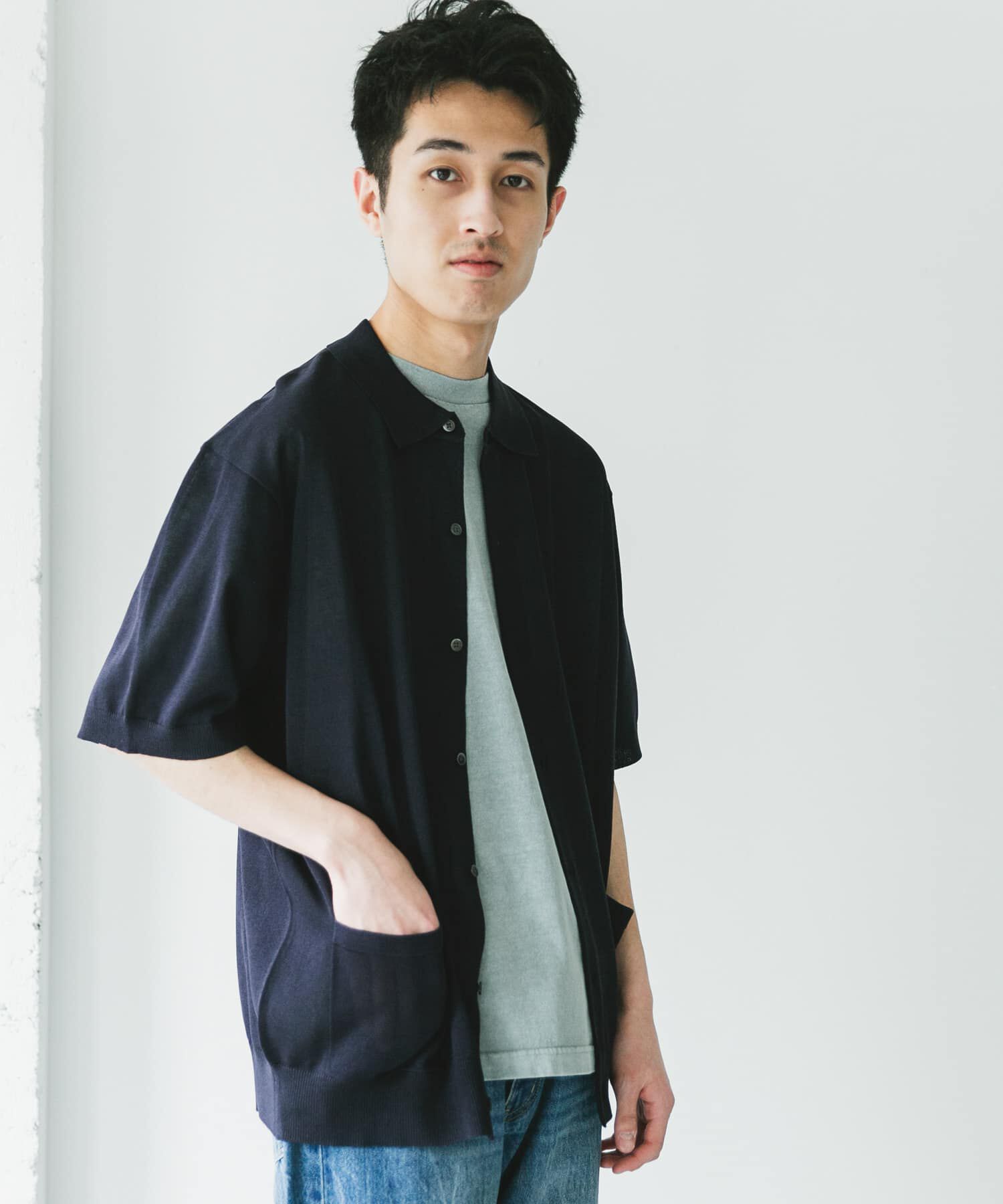 URBAN RESEARCH DOORS「リネンライクショートスリーブシャツカーディガン」|カーディガン|