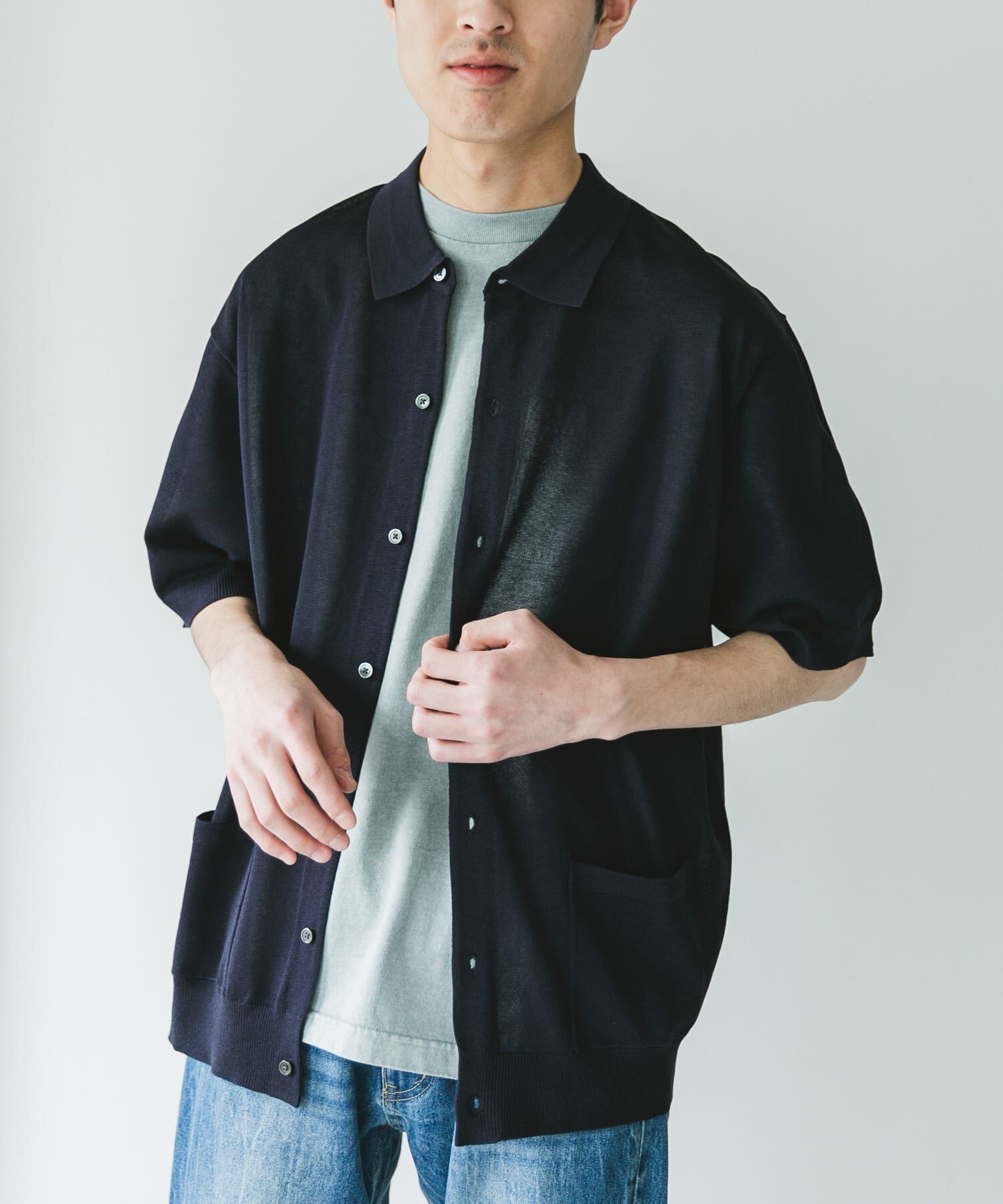 URBAN RESEARCH DOORS「リネンライクショートスリーブシャツカーディガン」|カーディガン|