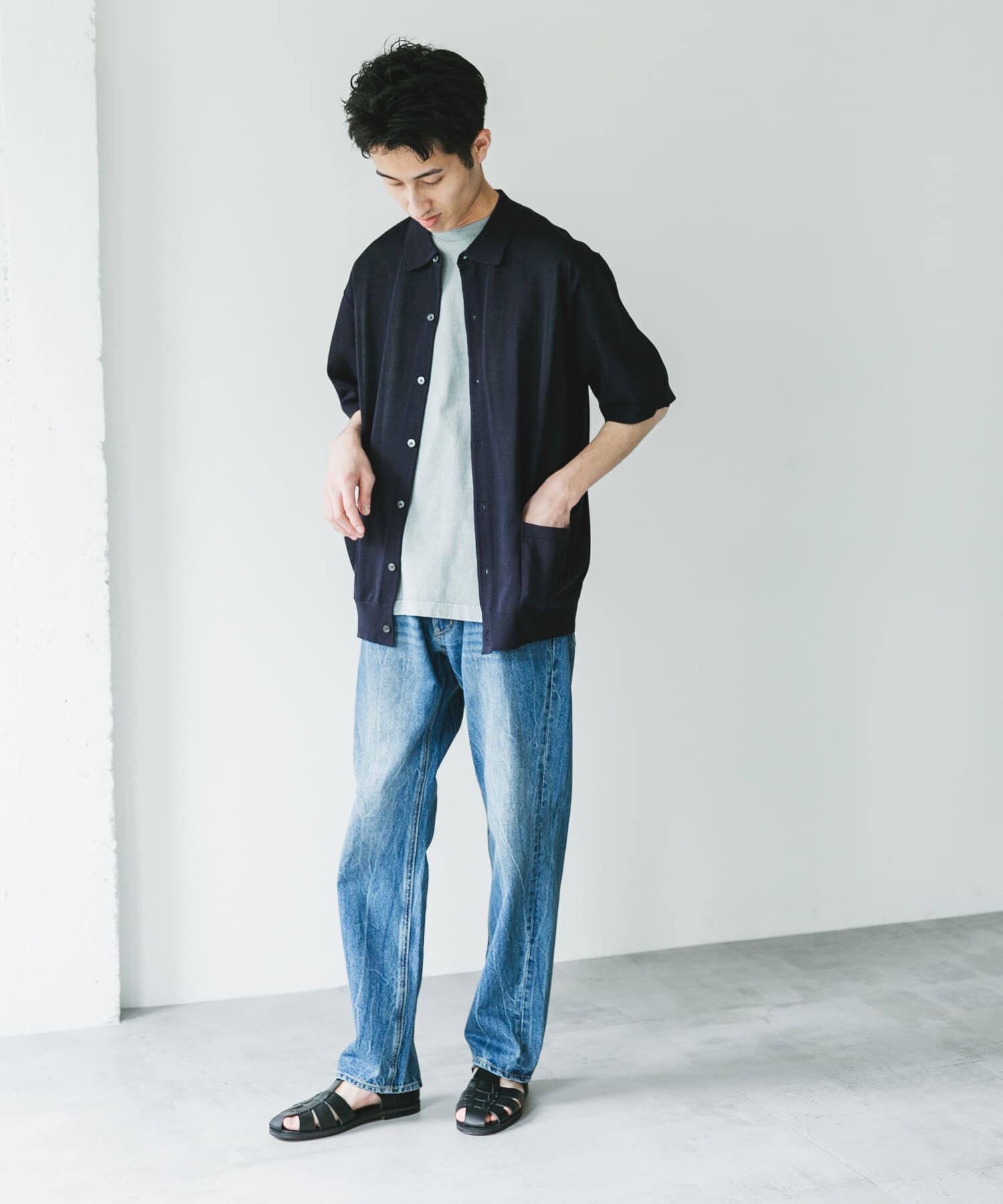 URBAN RESEARCH DOORS「リネンライクショートスリーブシャツカーディガン」|カーディガン|