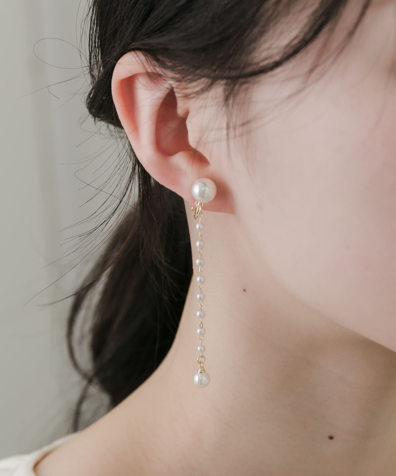 SMELLY「パールグラデーションチェーンイヤリング」|イヤリング|
