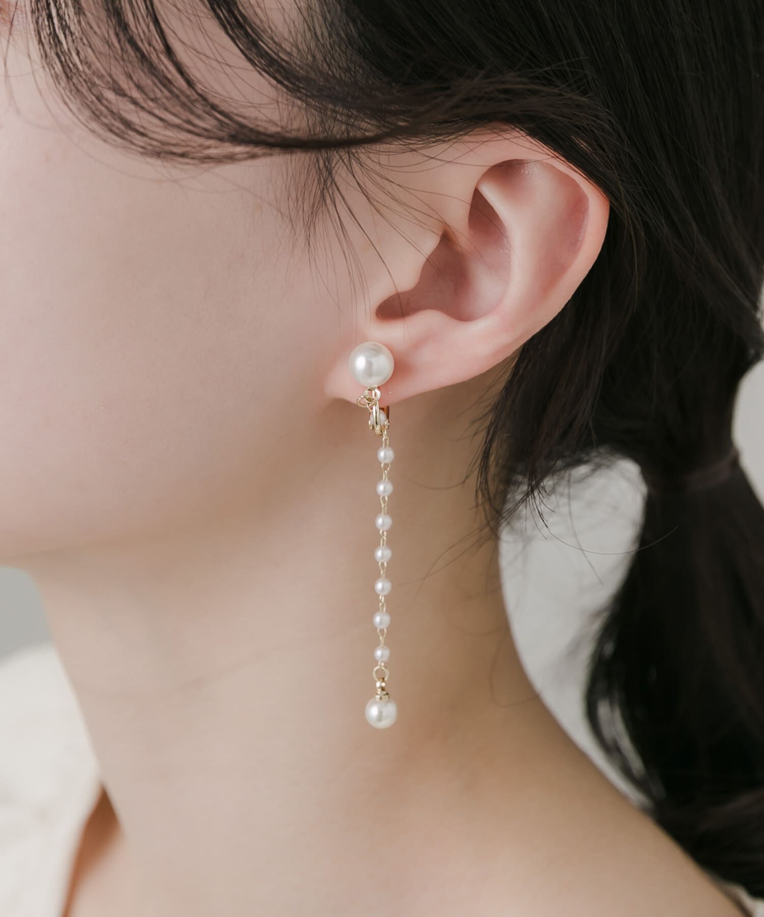 SMELLY「パールグラデーションチェーンイヤリング」|イヤリング|