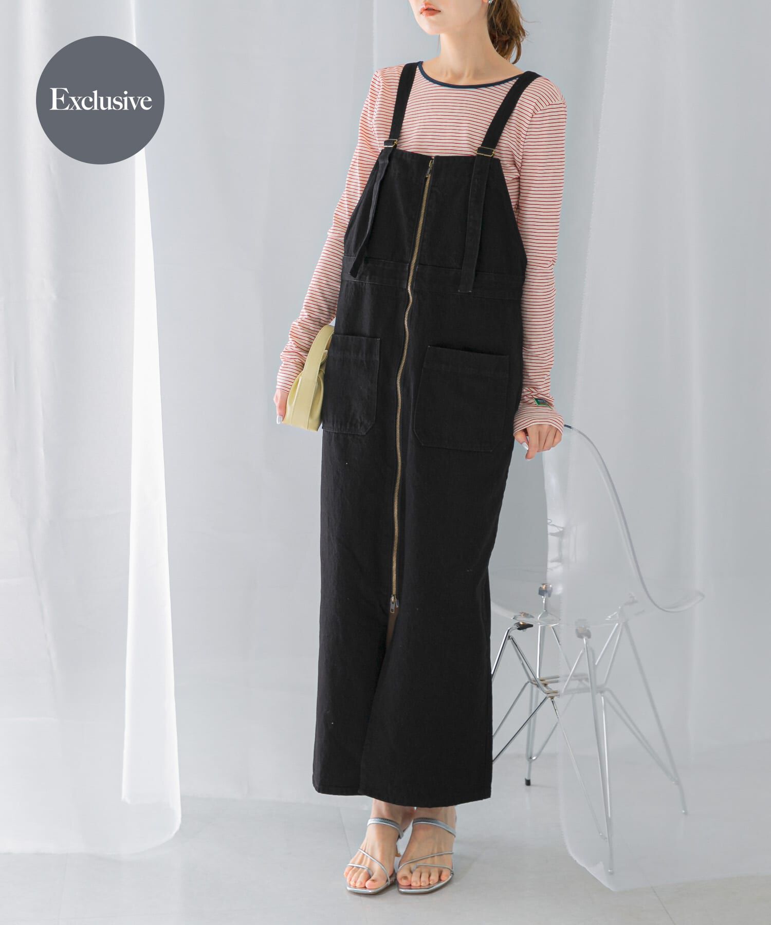 URBAN RESEARCH ROSSO「『別注』Lee&times;ROSSO　ILINE SALOPETTE SKIRT」|ワンピース|ブラック系その他