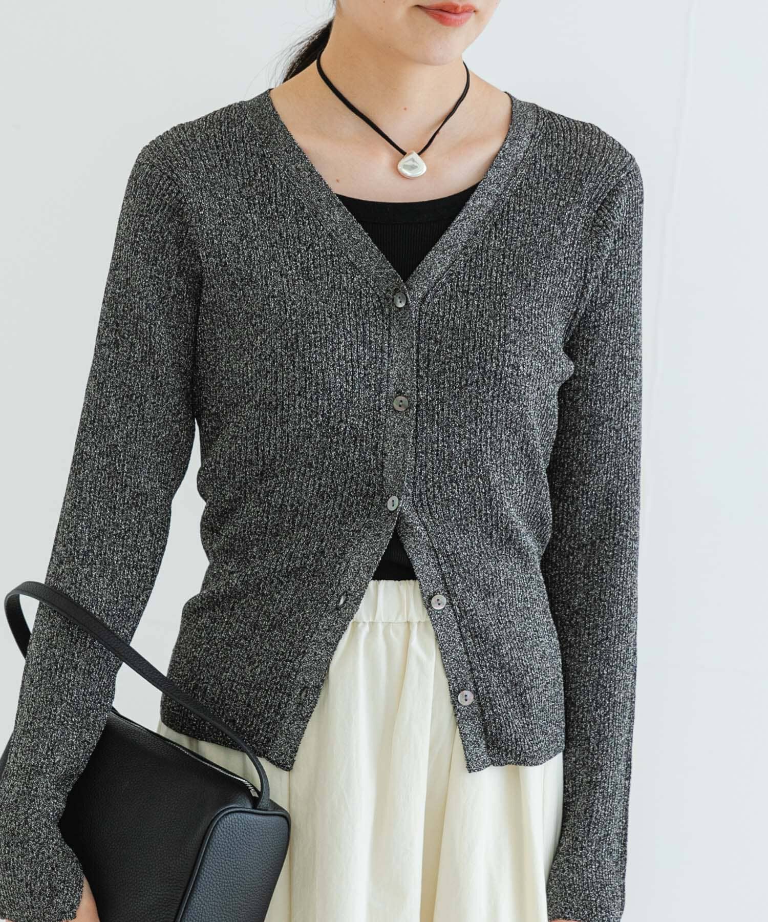 URBAN RESEARCH「ラメリブニットカーディガン」|カーディガン|