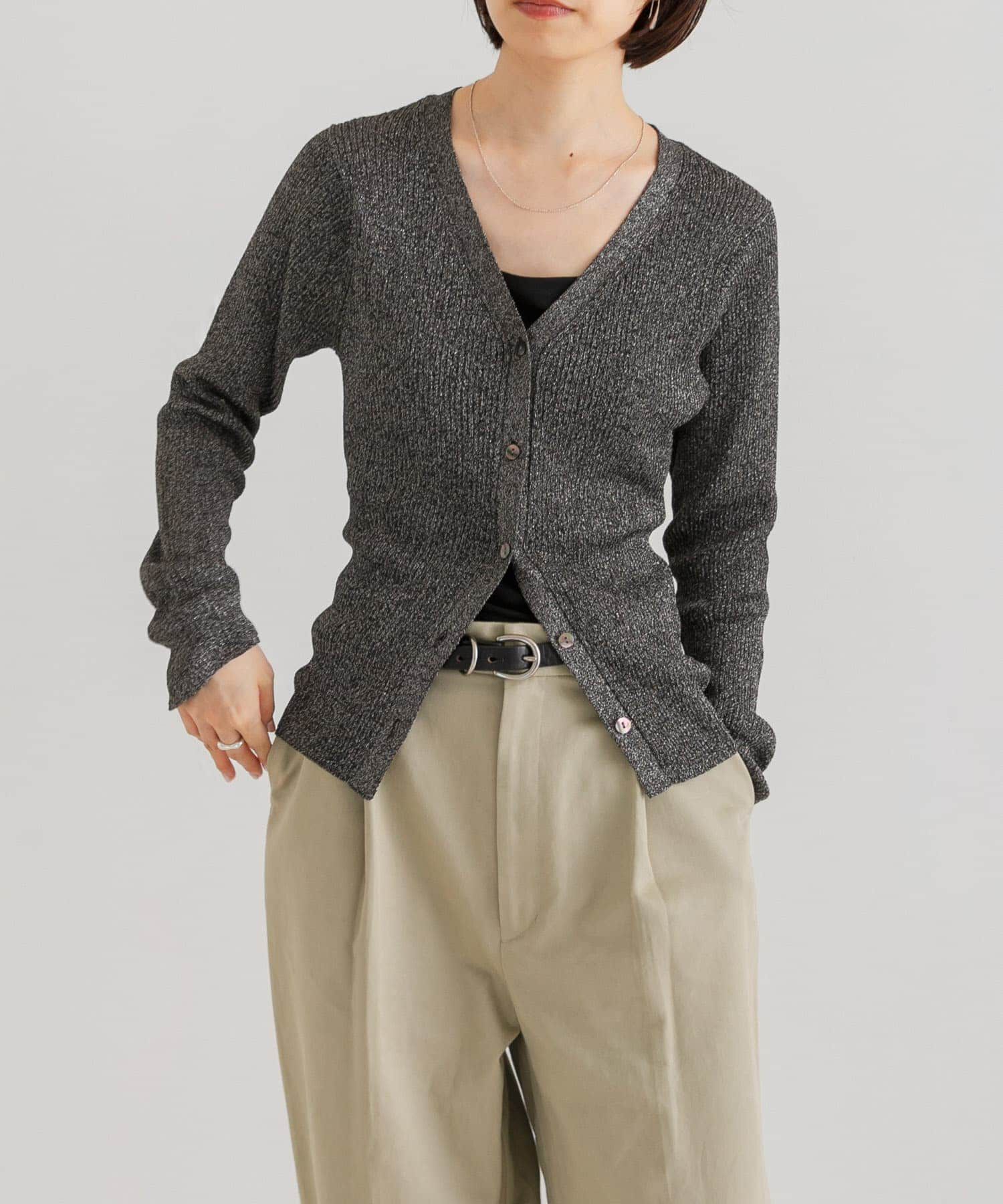 URBAN RESEARCH「ラメリブニットカーディガン」|カーディガン|