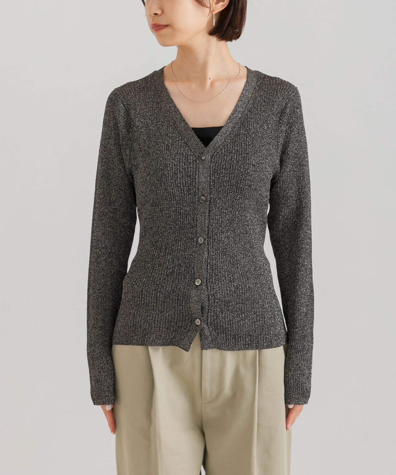 URBAN RESEARCH「ラメリブニットカーディガン」|カーディガン|