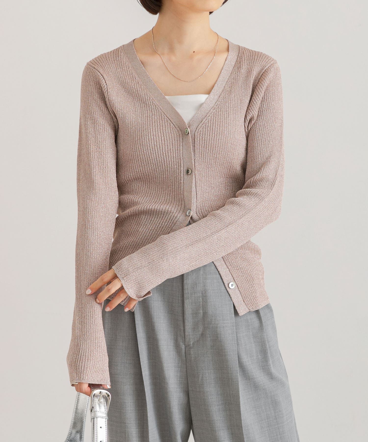 URBAN RESEARCH「ラメリブニットカーディガン」|カーディガン|