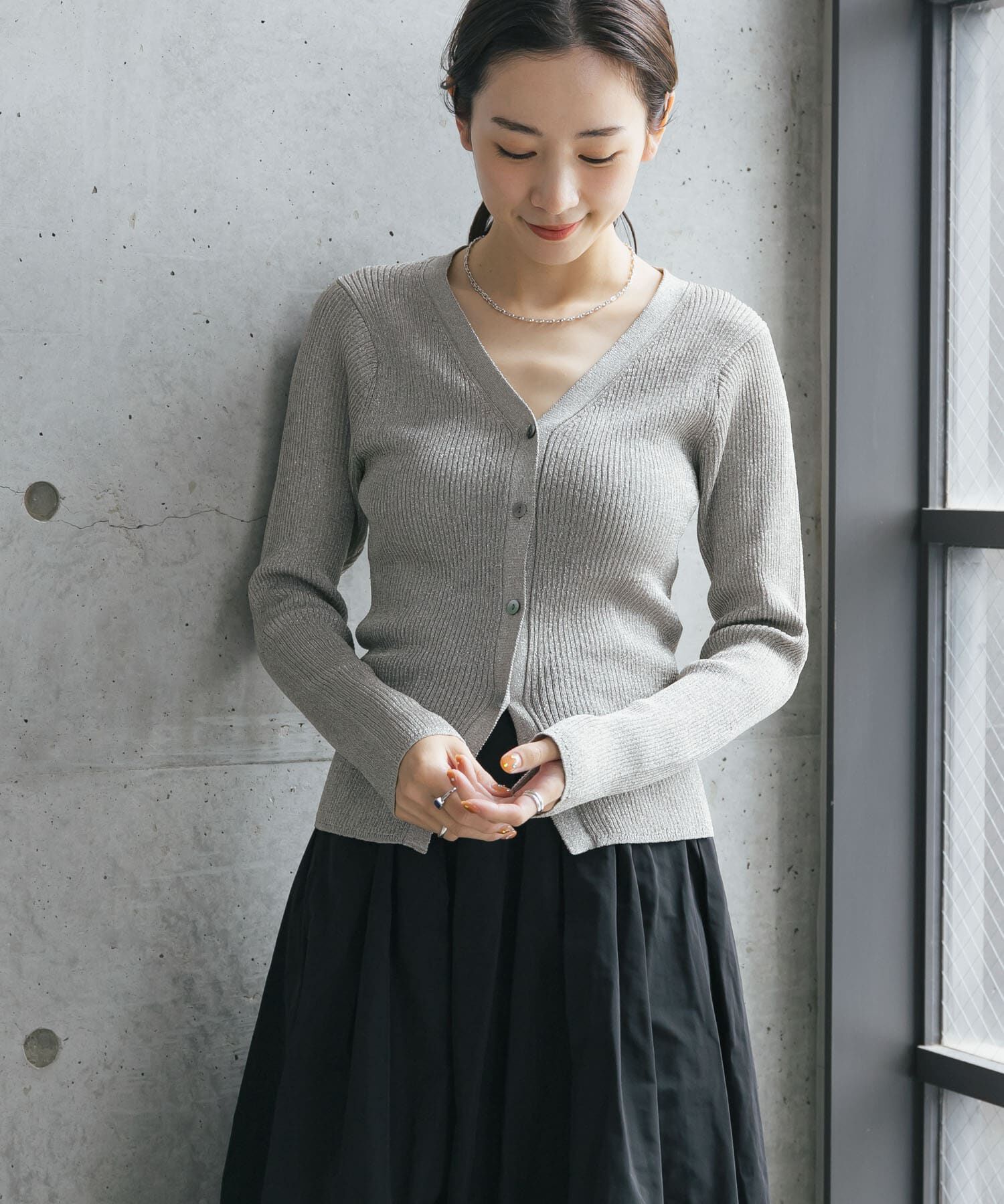 URBAN RESEARCH「ラメリブニットカーディガン」|カーディガン|