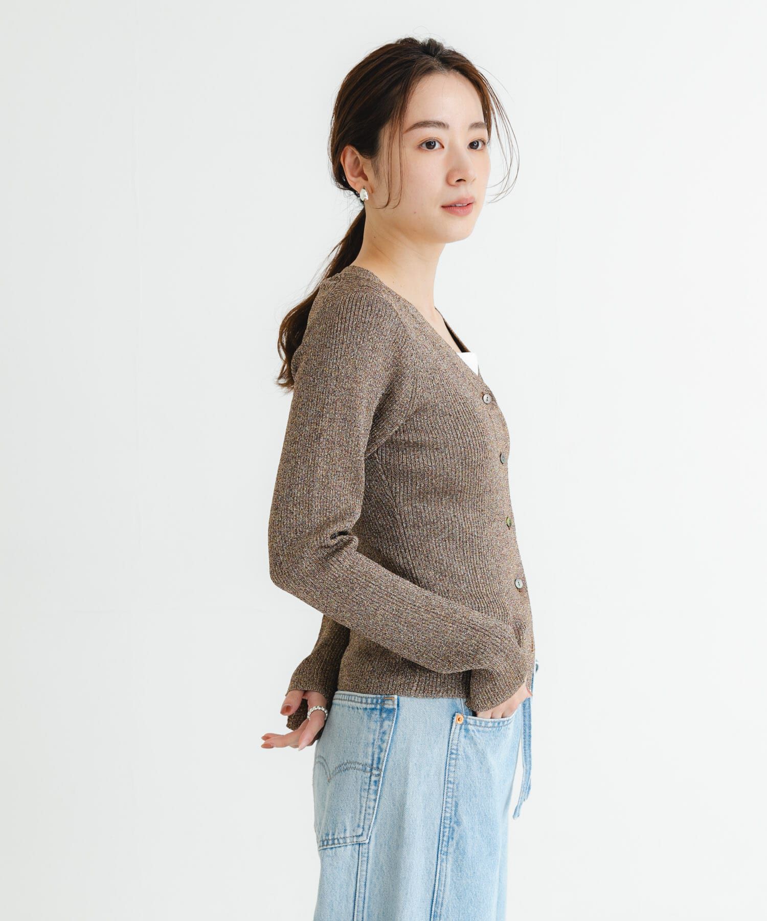 URBAN RESEARCH「ラメリブニットカーディガン」|カーディガン|