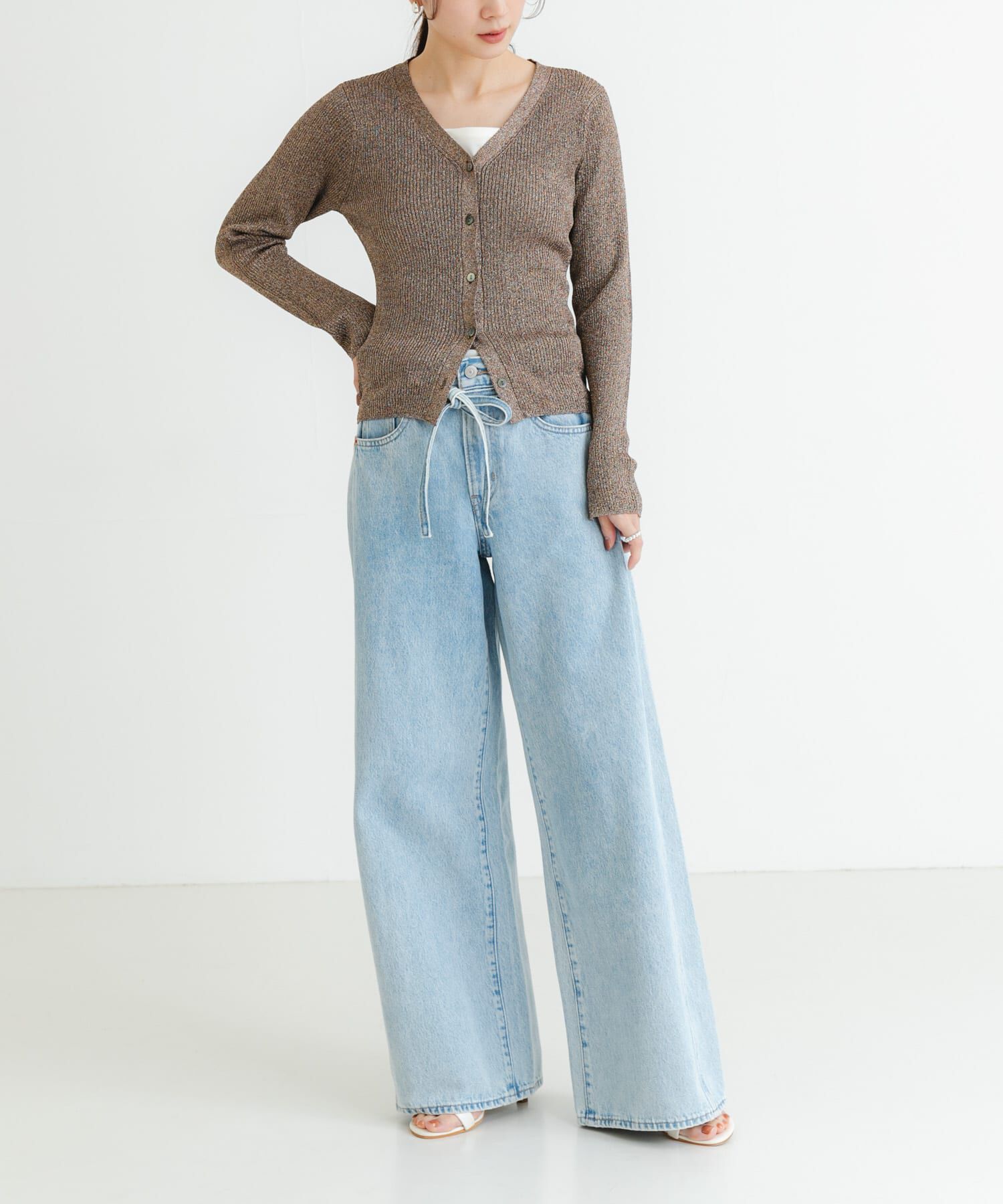 URBAN RESEARCH「ラメリブニットカーディガン」|カーディガン|