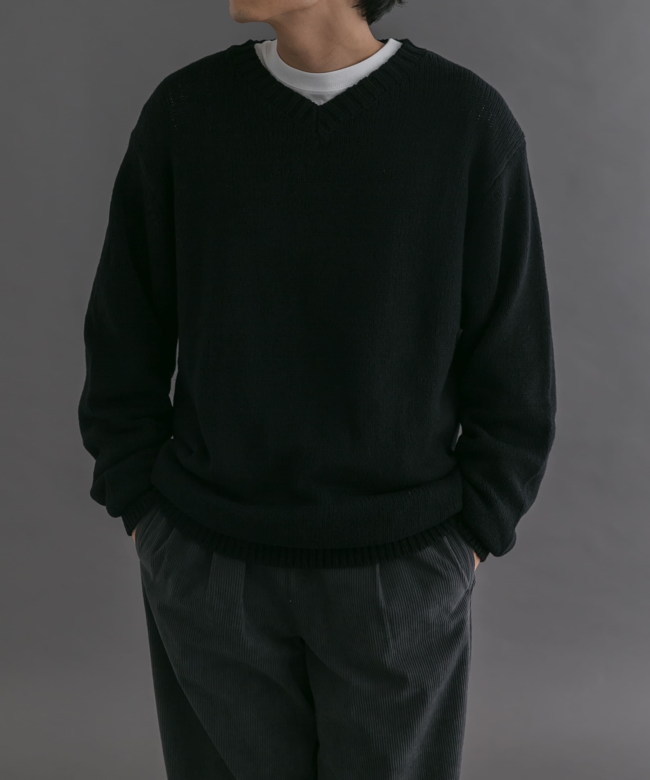 URBAN RESEARCH DOORS「FORK&SPOON　コットンウールVネックニット」|ニット・セーター|