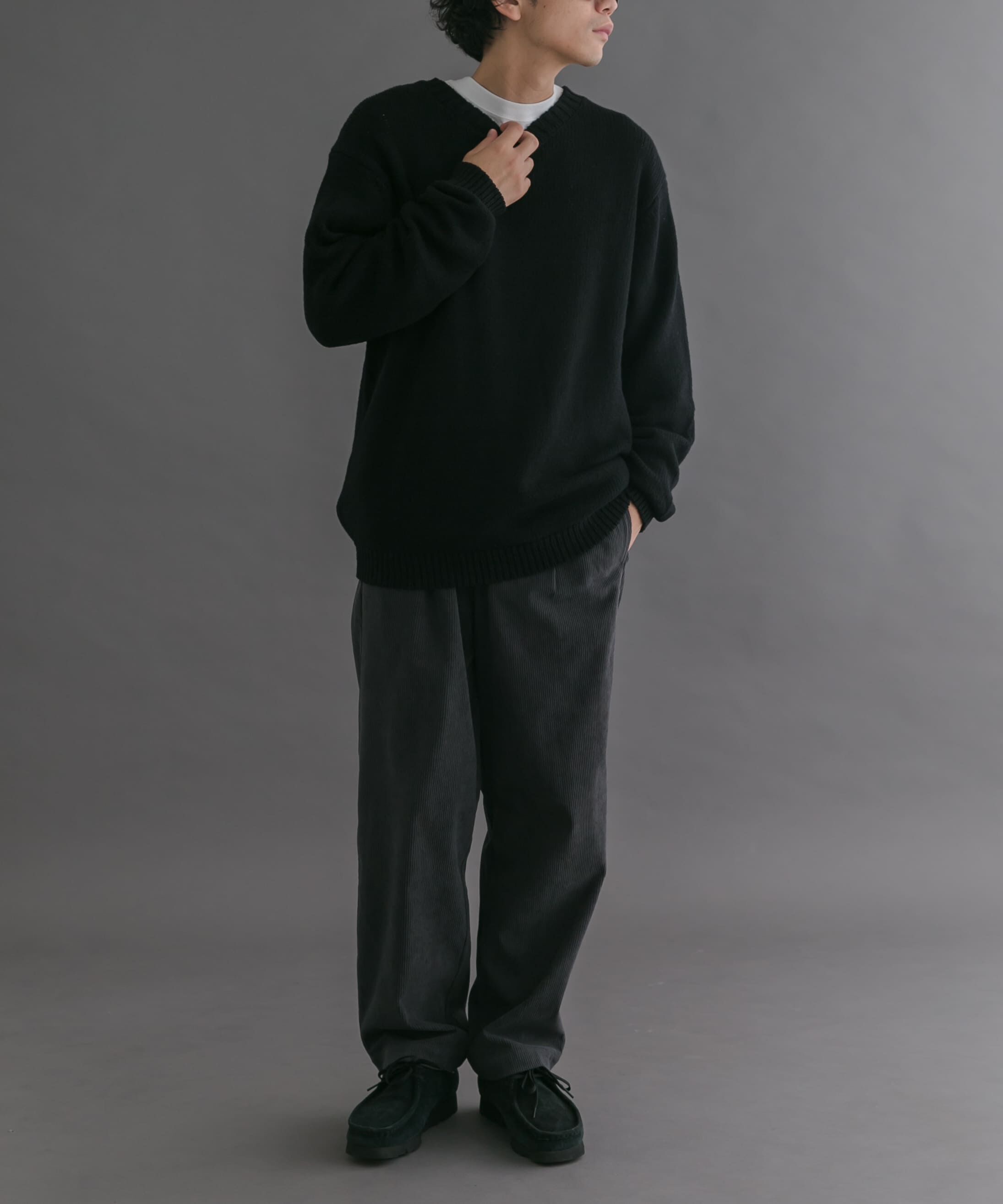 URBAN RESEARCH DOORS「FORK&SPOON　コットンウールVネックニット」|ニット・セーター|