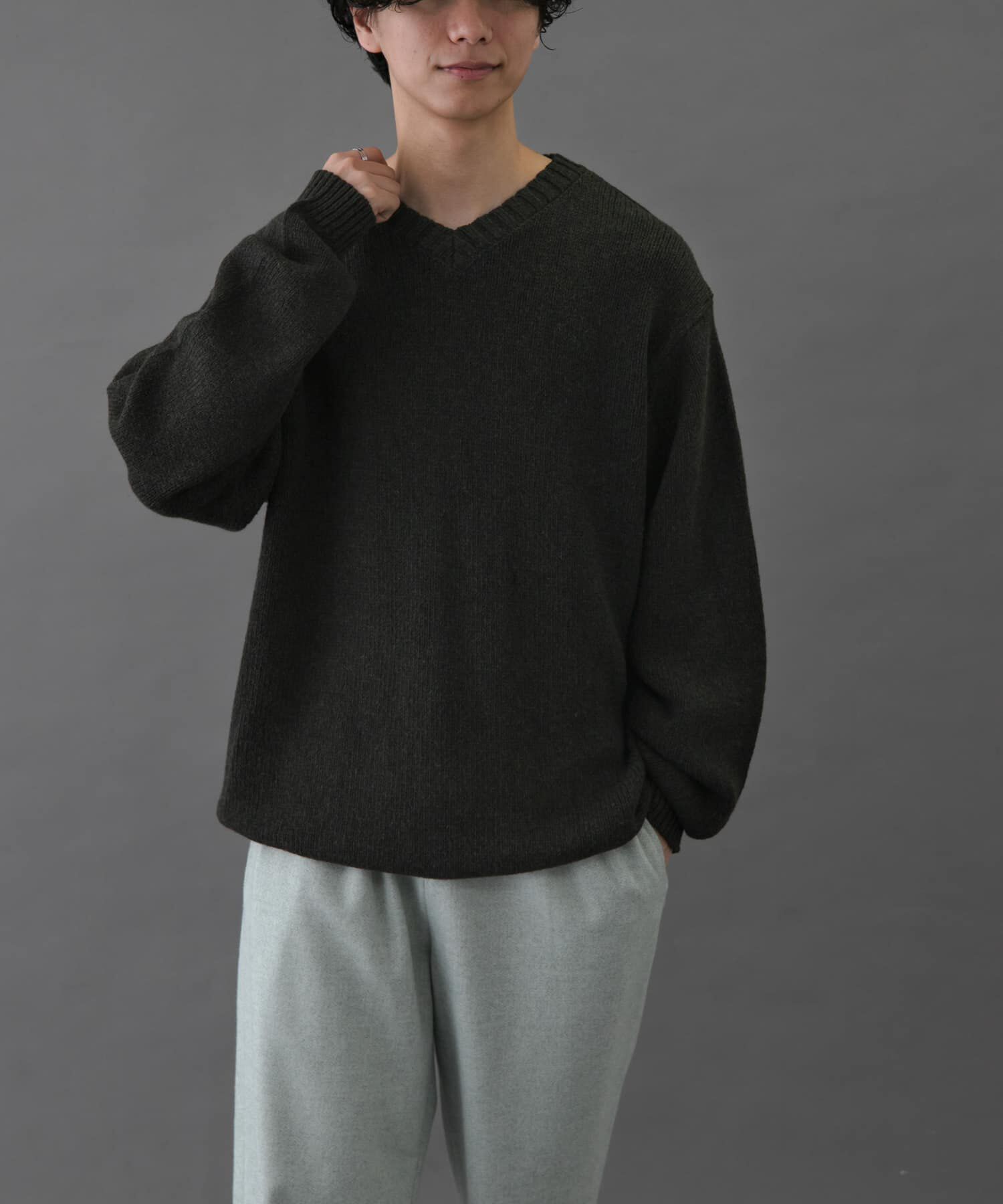 URBAN RESEARCH DOORS「FORK&SPOON　コットンウールVネックニット」|ニット・セーター|