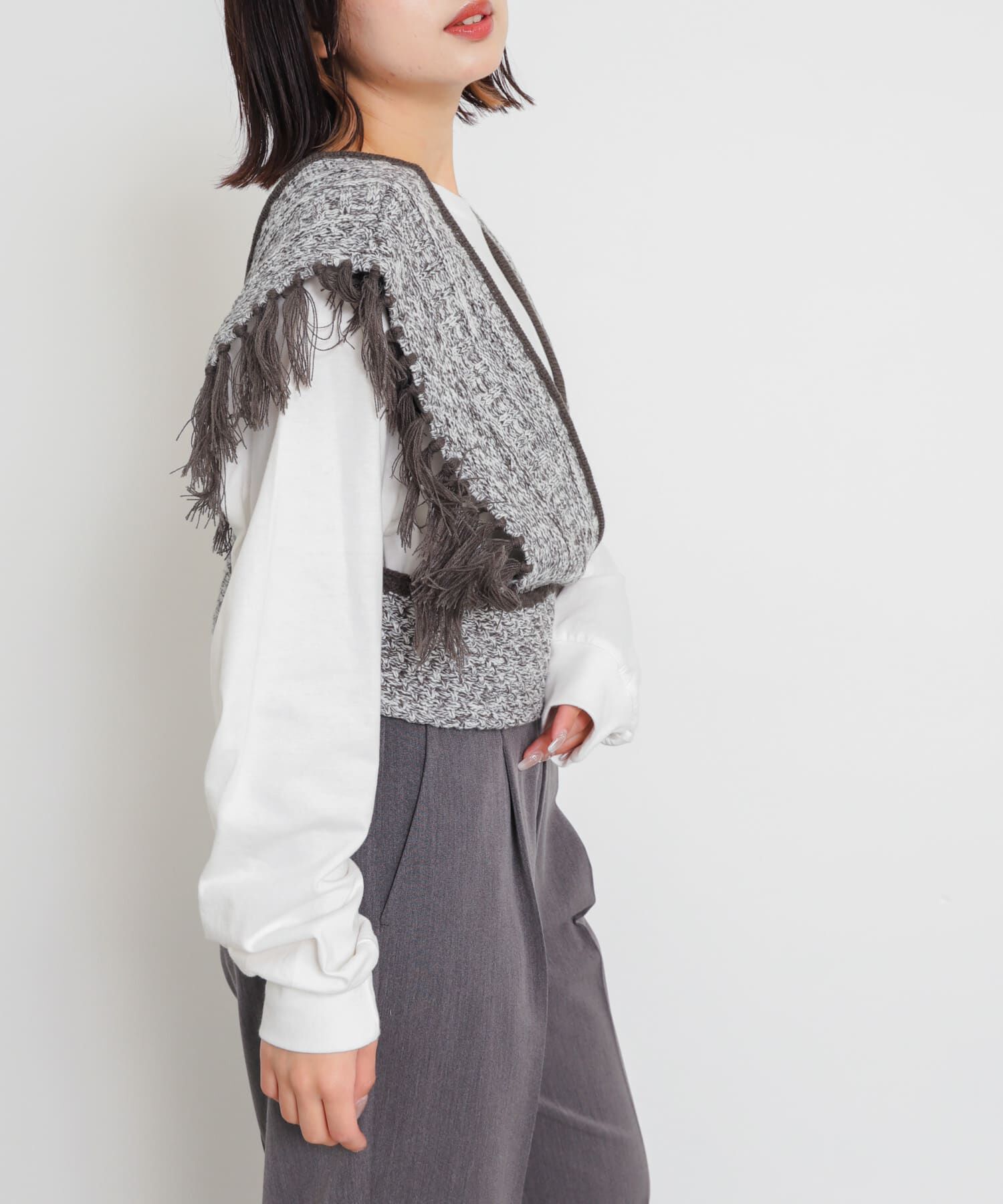 SENSE OF PLACE by URBAN RESEARCH「フリンジニットベスト」|ベスト・ジレ|