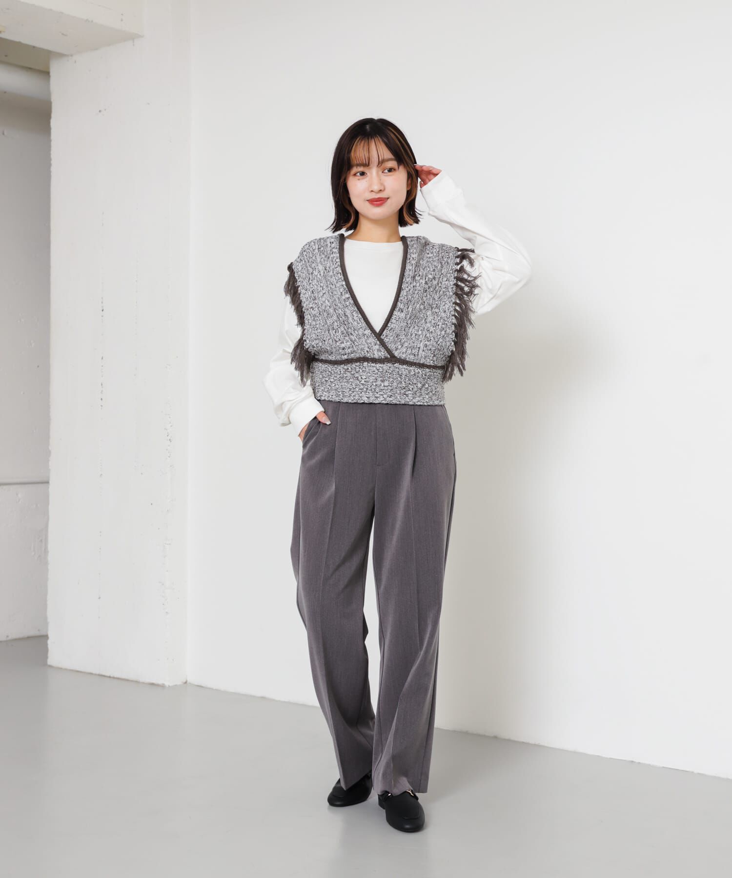 SENSE OF PLACE by URBAN RESEARCH「フリンジニットベスト」|ベスト・ジレ|