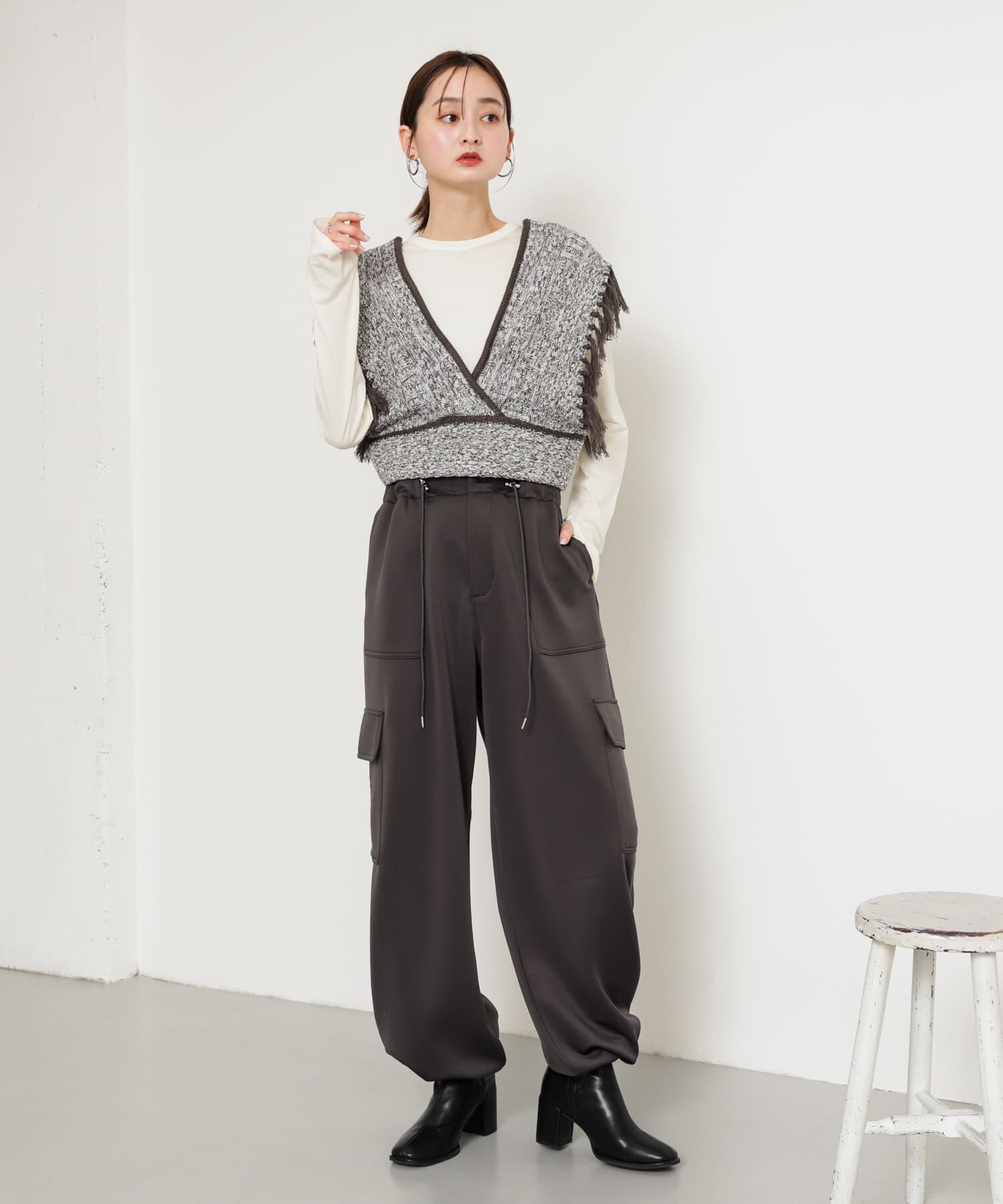 SENSE OF PLACE by URBAN RESEARCH「フリンジニットベスト」|ベスト・ジレ|