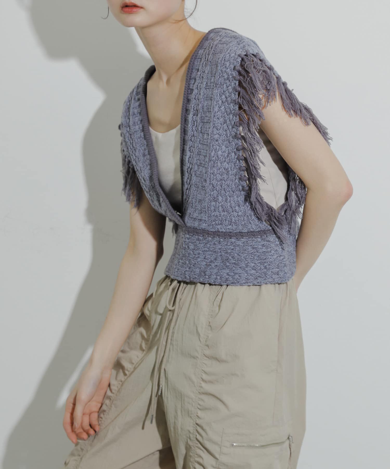 SENSE OF PLACE by URBAN RESEARCH「フリンジニットベスト」|ベスト・ジレ|