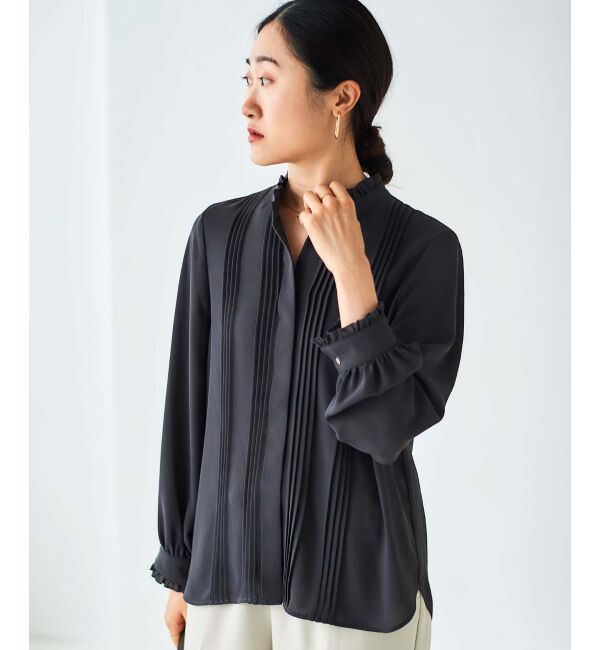 le.coeur blanc「ジョーゼットピンタックフリルブラウス」|シャツ・ブラウス|