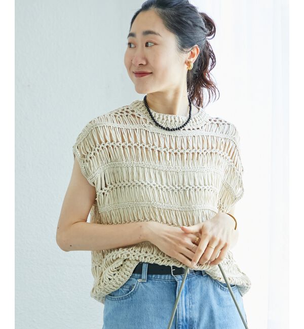  「《手洗い可能》透かし編みデザインニットベスト」|ベスト・ジレ|