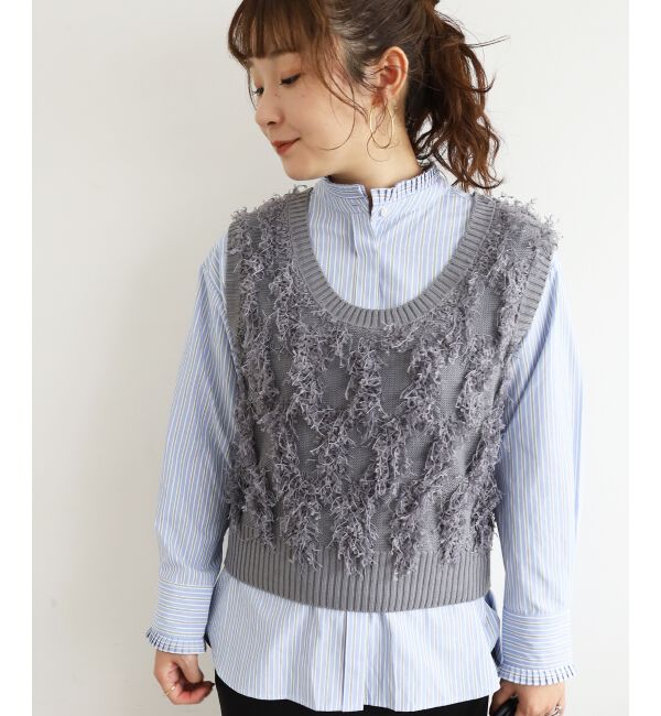  「《WEB・一部店舗限定》ALリボンヤーンベスト」|ベスト・ジレ|