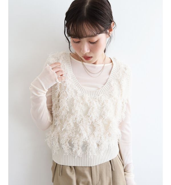  「《WEB・一部店舗限定》ALリボンヤーンベスト」|ベスト・ジレ|