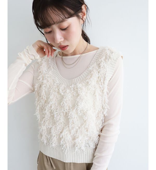  「《WEB・一部店舗限定》ALリボンヤーンベスト」|ベスト・ジレ|