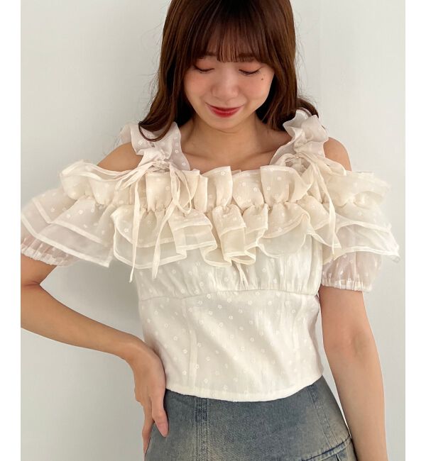 MAJESTICLEGON「ミルフィーユフリルショートブラウス」|シャツ・ブラウス|