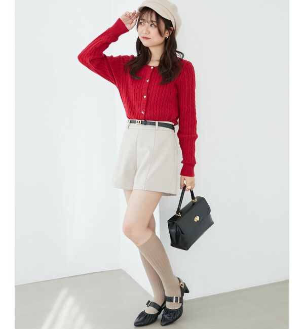 MAJESTICLEGON「ハートボタンケーブルニットカーデ」|カーディガン|