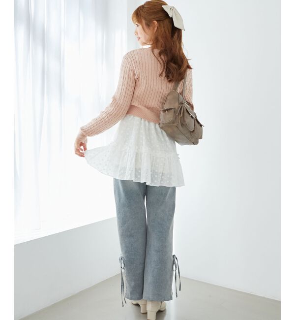 MAJESTICLEGON「ハートボタンケーブルニットカーデ」|カーディガン|