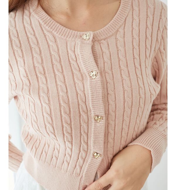 MAJESTICLEGON「ハートボタンケーブルニットカーデ」|カーディガン|