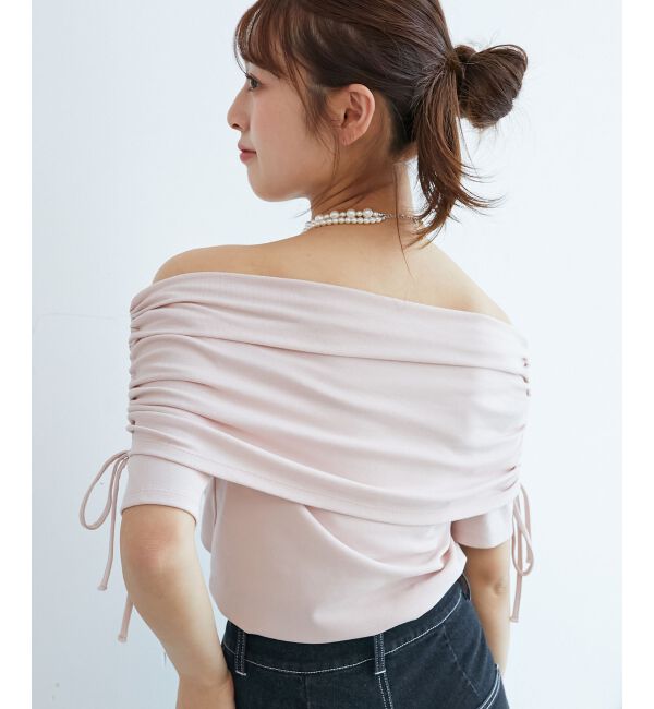  「サイドドロストオフショルカットトップス」|Tシャツ・カットソー|