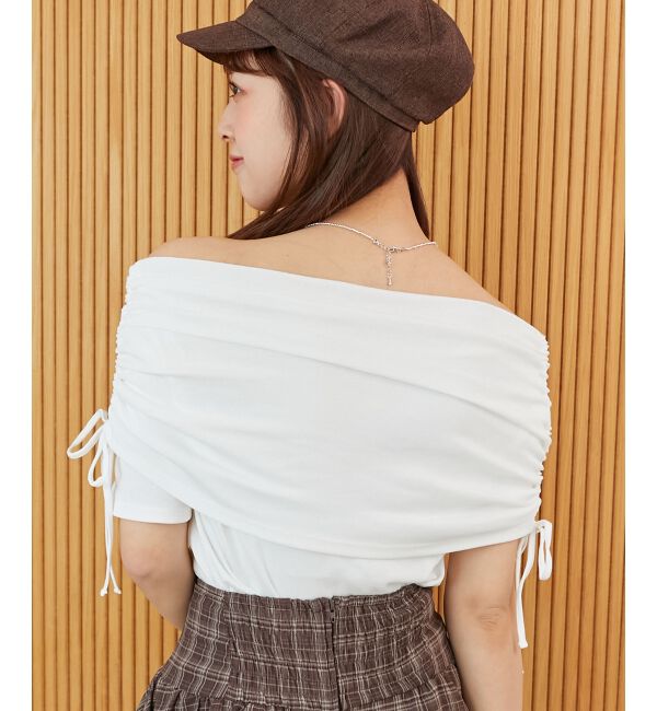  「サイドドロストオフショルカットトップス」|Tシャツ・カットソー|