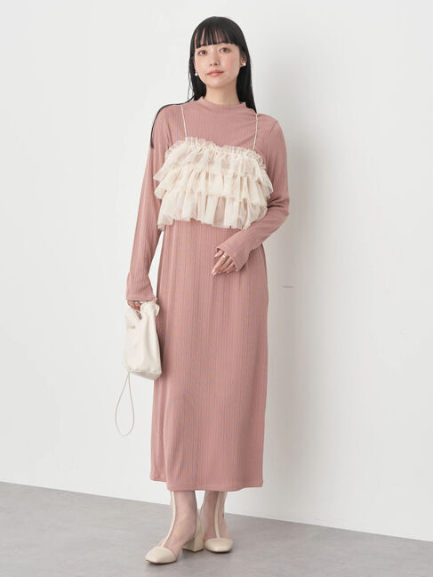 earth music&ecology「SET2点リブワンピース+チュールビスチェ」|ワンピース|